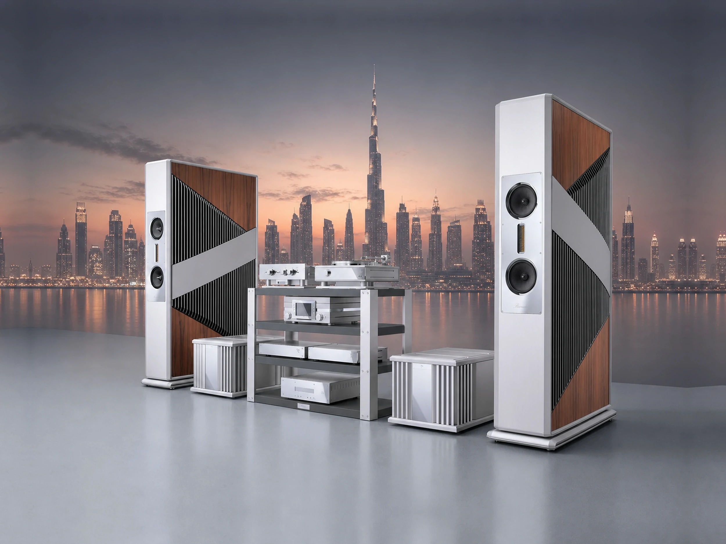 Burmester audio system with Dubai skyline